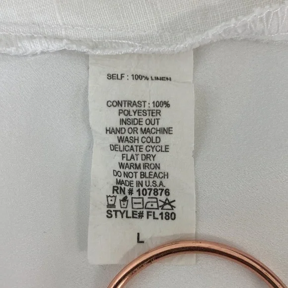 Comfy USA Button Down Top Line Blend Women's Large White - Picture 10 of 11